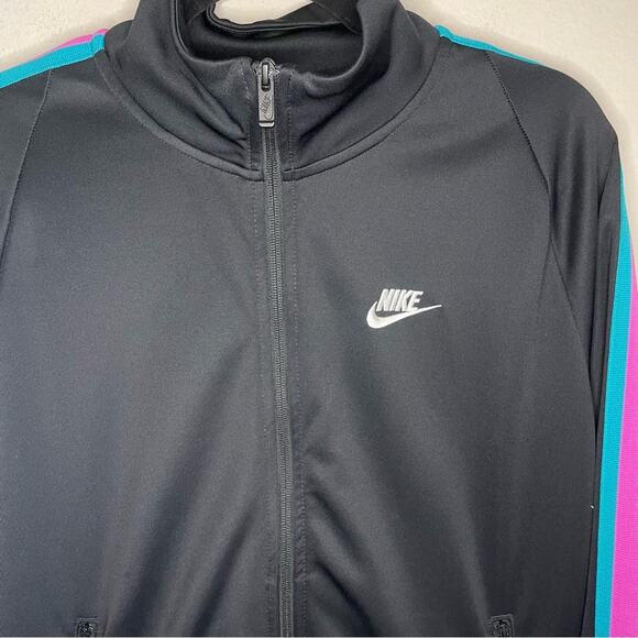 Nike Sportswear N98 Black Track Jacket Zip Up Teal Purple Stripes Menโs Medium - Picture 10 of 11